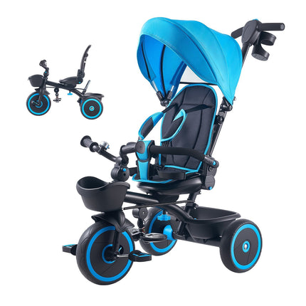 6-in-1 Toddler Tricycle with Push Handle, Canopy