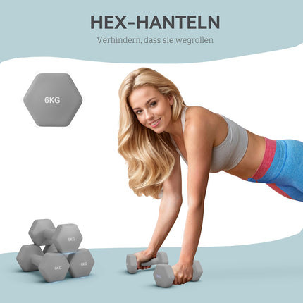 Sada hexagonálních činek 6kg, protiskluzový úchop, domácí posilovna