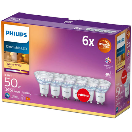 LED žárovky GU10 50W stmívatelné WarmGlow, 6 ks