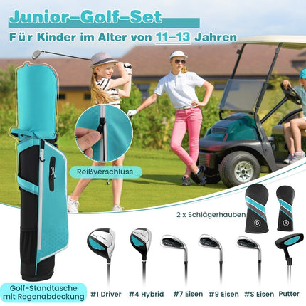 Dětská golfová sada 6 ks s bagem a pláštěnkou pro děti 11-13 let, modrá
