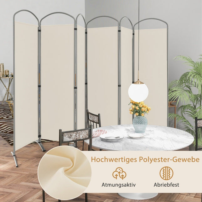 6-delige opvouwbare privacy-kamerverdeler van stof 331 x 51 x 188 cm beige