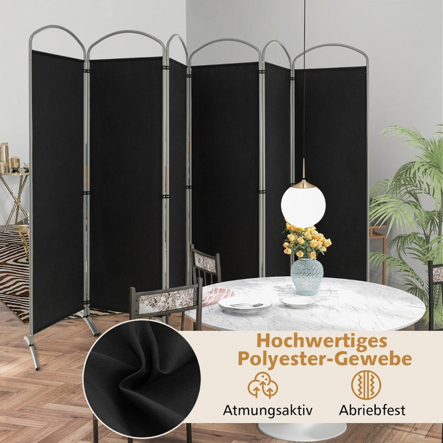 6-delige opvouwbare privacy-kamerverdeler van stof 331 x 51 x 188 cm zwart