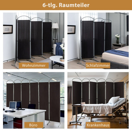 6-piece foldable privacy screen room divider fabric partition 331 x 51 x 188 cm brown