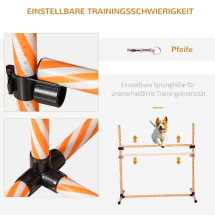 Agility tréninková sada pro psy, oranžová – tyče, píšťalka a taška