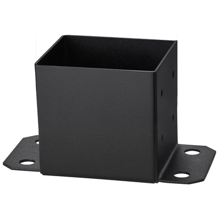 6x6 Post Base Brackets, 4-Pack Carbon Steel, Black