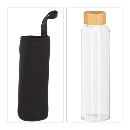 Láhev na nápoje s bambusovým víčkem 500 ml, 6 ks