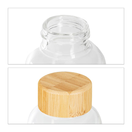 Láhev na nápoje s bambusovým víčkem 500 ml, 6 ks