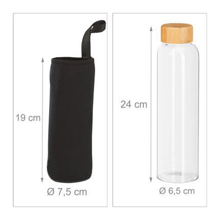 Láhev na nápoje s bambusovým víčkem 500 ml, 6 ks