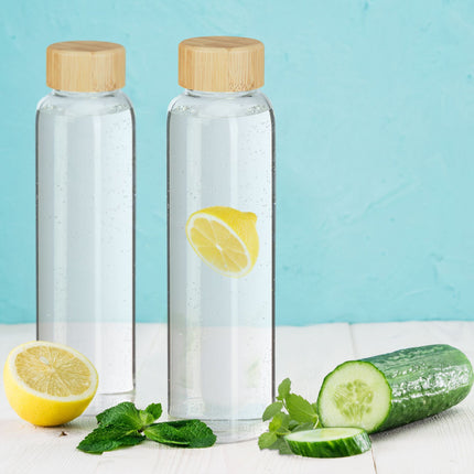Láhev na nápoje s bambusovým víčkem 500 ml, 6 ks