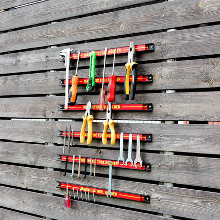 Magnetický držák nářadí 6 ks, sada nástěnných magnetických lišt 46 cm