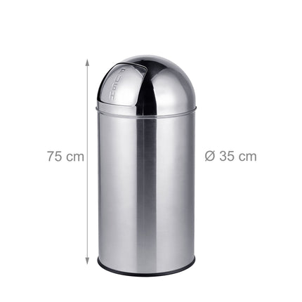 70L Stainless Steel Push-Lid Bin with Inner Bucket