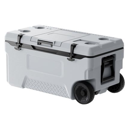 74 Qt Wheeled Cooler With Ice Retention, Cup Holder