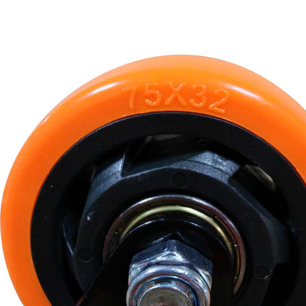 Otočná kolečka 75mm, sada 4 ks – ocel, kolečka s PVC povrchem