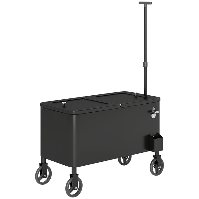 76L Koelkastwagen Serveerwagen met Wielen Flessenopener Dekselgrepen Mobiele Koelbox Zijwagen Bar Koelcontainer Drankenwagen voor Buitenterras Party Wit Aosoom