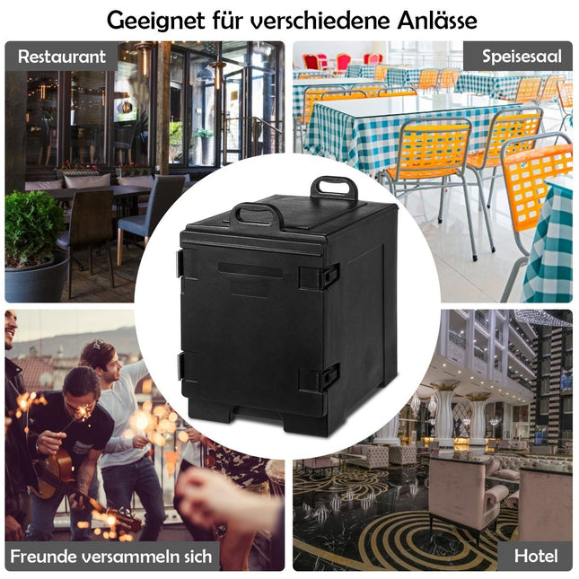 Termobox 77L na 5 gastronádob přepravní box na jídlo chladicí box ohřívací nádoba na jídlo 61.5 x 41.5 x 63 cm černý