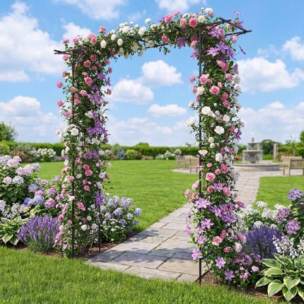 7 FT Metal Garden Arch Arbor for Climbing Plants