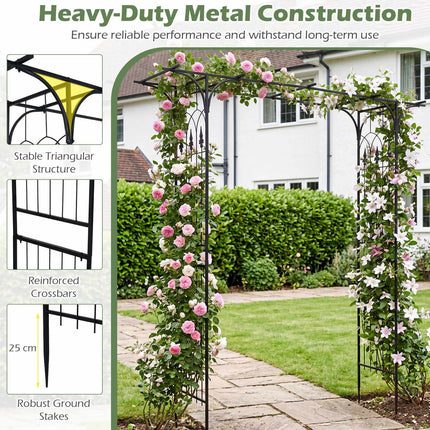 7 FT Metal Garden Arch Arbor for Climbing Plants