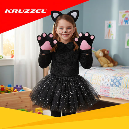 7-Piece Black Cat Costume for Kids, Ages 3-10