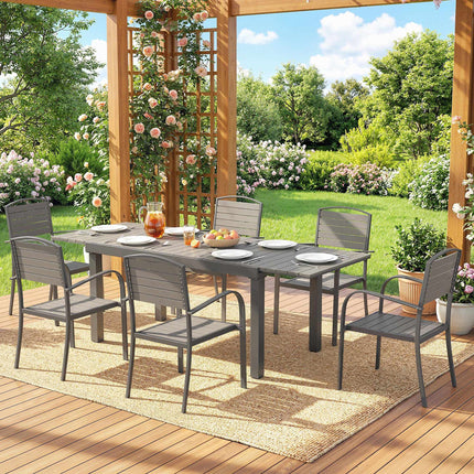 7-Piece Outdoor Dining Set, Extendable Table & 6 Chairs