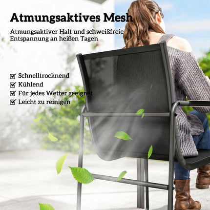 Zahradní jídelní set, 7 dílů, ocelový rám, síťované židle