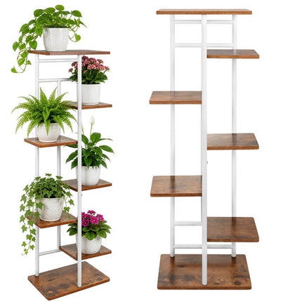 7patrový kovový stojan na květiny, loftový styl, 120cm