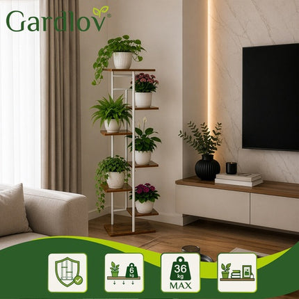 7patrový kovový stojan na květiny, loftový styl, 120cm