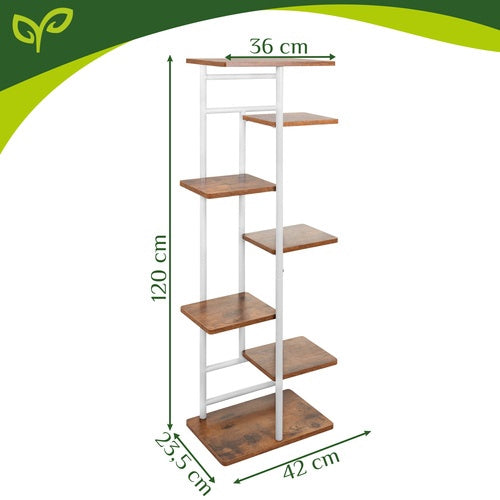 7patrový kovový stojan na květiny, loftový styl, 120cm