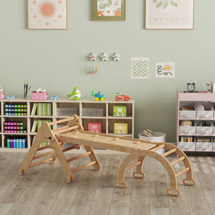7-in-1 Kids Climbing Set, Foldable Wooden Play Gym