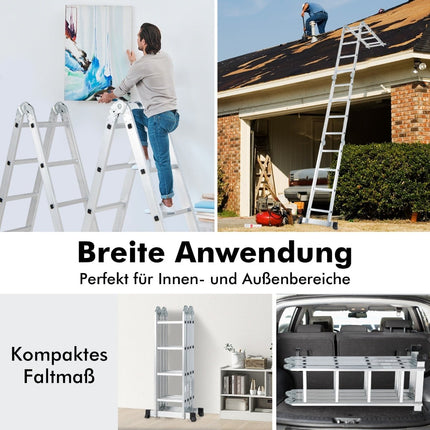 7-in-1 Mehrzweckleiter, 4,6 m, rutschfest, 150 kg Tragkraft