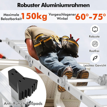 7-in-1 Mehrzweckleiter, 4,6 m, rutschfest, 150 kg Tragkraft