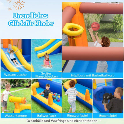 7-in-1 water slide park inflatable bouncy house with splash pool 578 x 408 x 250 cm