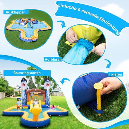 7-in-1 water slide park inflatable bouncy house with splash pool 578 x 408 x 250 cm