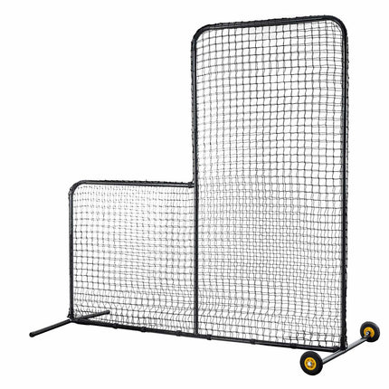 7x7 Ft Baseball L Screen, Portable Pitching Net With Wheels