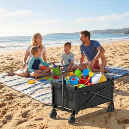 80L Folding Garden Cart with Adjustable Handle, Black