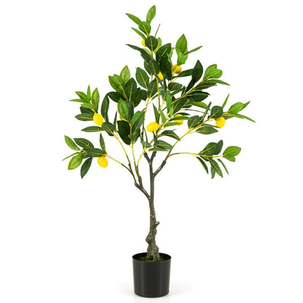 Umělý citroník 80 cm limetkovník s květináčem a 9 citrony umělá rostlina s plody