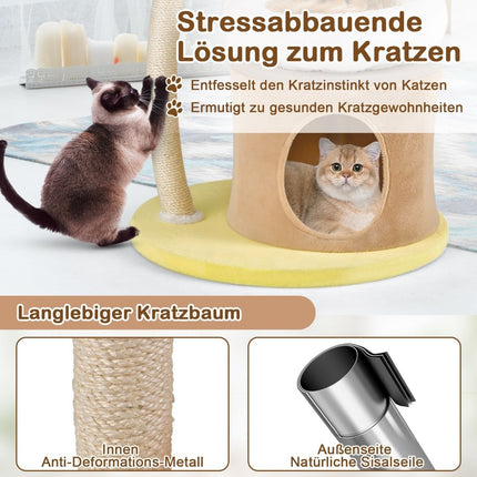 83cm small scratching post with cat cave & sisal scratching post & toy & cushion cat tree