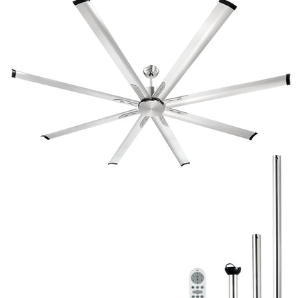 84-Inch Ceiling Fan No Light, 8-Blade, Remote, Reversible DC