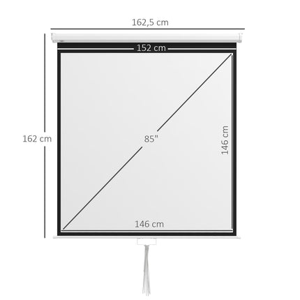 Projekční plátno 85-Inch 4K HD, poměr 1:1, pozorovací úhel 160°
