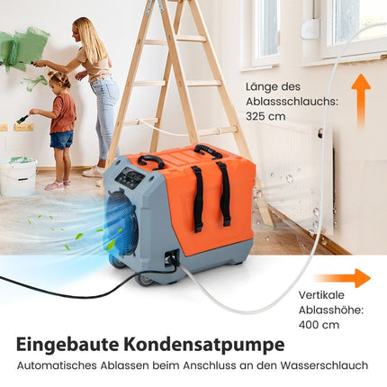 85 L/day dehumidifier construction dryer with pump & drain hose industrial drying device with 24H timer orange + gray