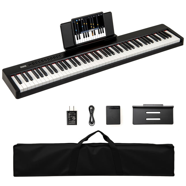 Digitální piano s 88 klávesami, plná velikost, přenosné, černé
