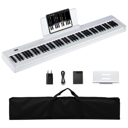 Digitální piano s 88 klávesami, plná velikost, přenosné, bílé