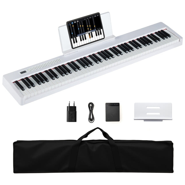 Digitální piano s 88 klávesami, plná velikost, přenosné, bílé