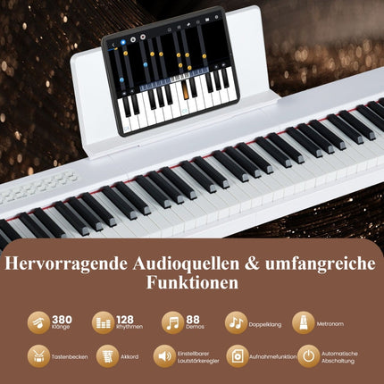 Digitální piano s 88 klávesami, plná velikost, přenosné, bílé