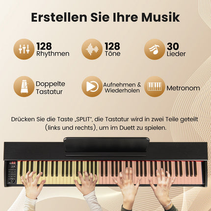 Digitální piano s 88 klávesami, kladívková vážená mechanika, stojan se 3 pedály