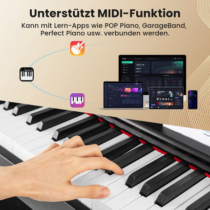 Digitální piano s 88 klávesami, kladívková vážená mechanika, stojan se 3 pedály