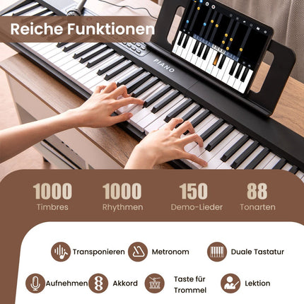 Skládací digitální piano s 88 klávesami s 1000 rytmy a zvuky