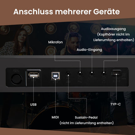 Skládací digitální piano s 88 klávesami s 1000 rytmy a zvuky