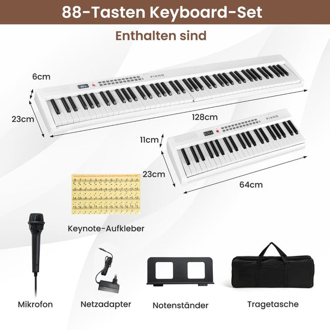Skládací digitální piano s 88 klávesami s 1000 rytmy a tóny