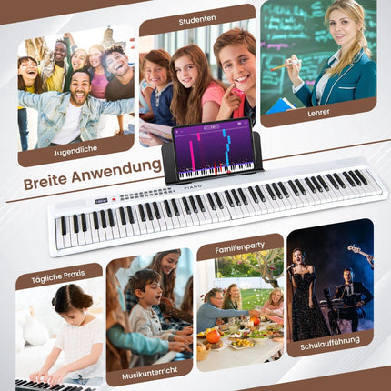 Skládací digitální piano s 88 klávesami s 1000 rytmy a tóny