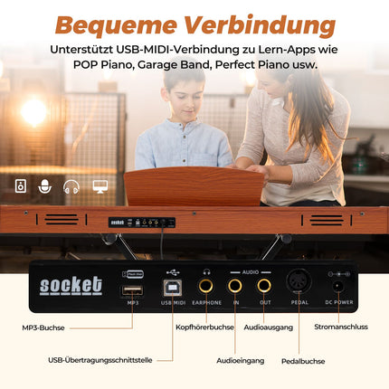 Digitální piano s 88 klávesami v plné velikosti, polovážená mechanika, stojan, pedály